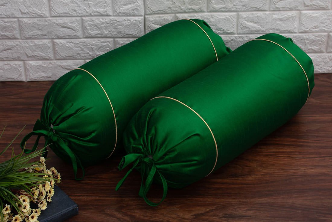 Plain Solid Superlative Emerald Green Bolster Covers