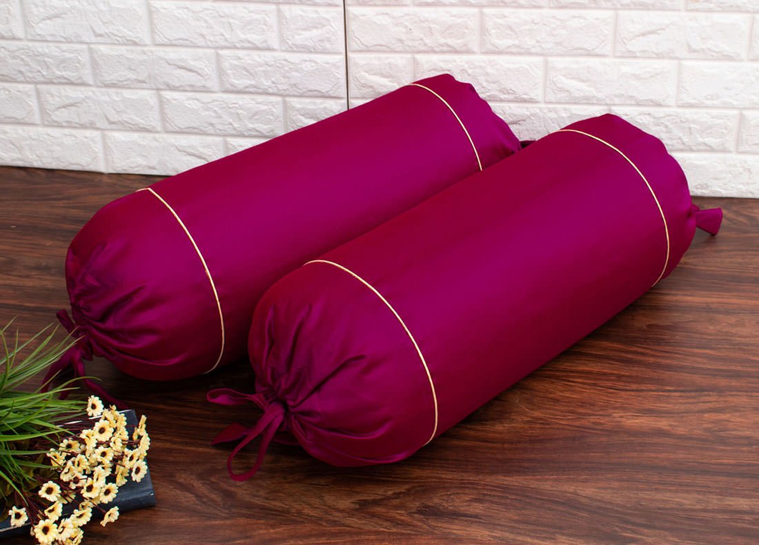 Plain Solid Superlative Dark Magenta Bolster Covers