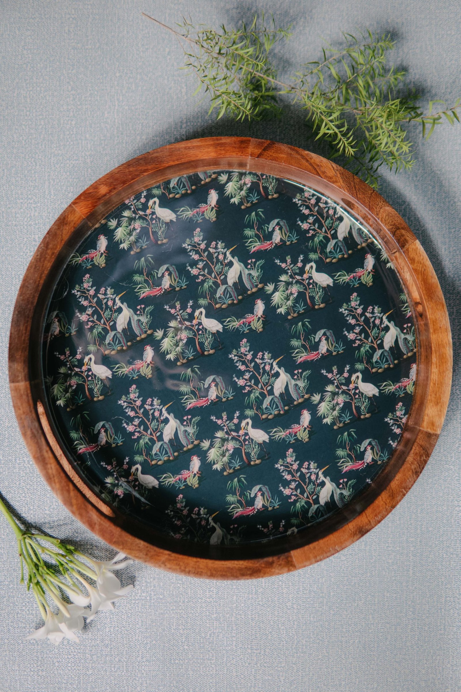 Wooden Artistic Aquatic Paradise Serving Tray