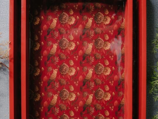 Wooden Artistic Red Meadow Serving Trays (Set of 2)