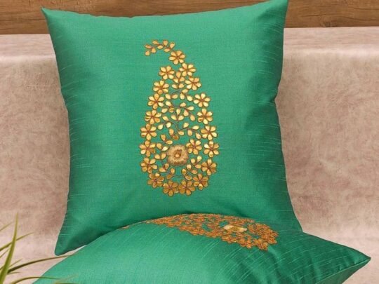 Sea Green & Golden Paisley Gota Patti Hand Embroidery