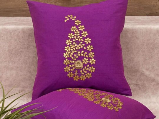 Purple & Golden Paisley Gota Patti Hand Embroidery