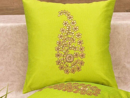 Parrot Green & Golden Paisley Gota Patti Hand Embroidery