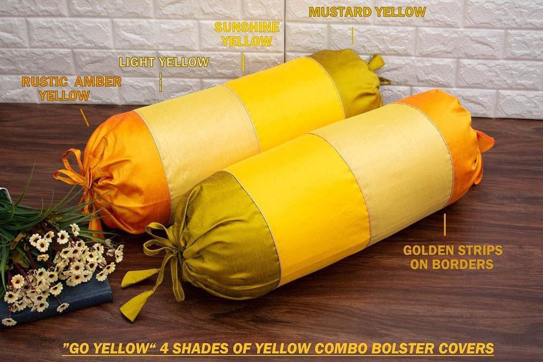 Go Yellow 4 Shades of Yellow Designer Bolster Covers - Image 2