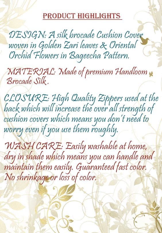 Bageecha Floral Brocade Silk Cushion Covers Combo (Sky Blue & Yellow) - Image 6