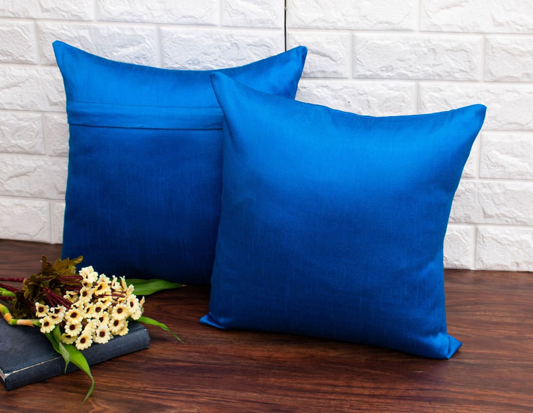 Plain Solid Superlative Teal Blue Cushion Covers - Image 2