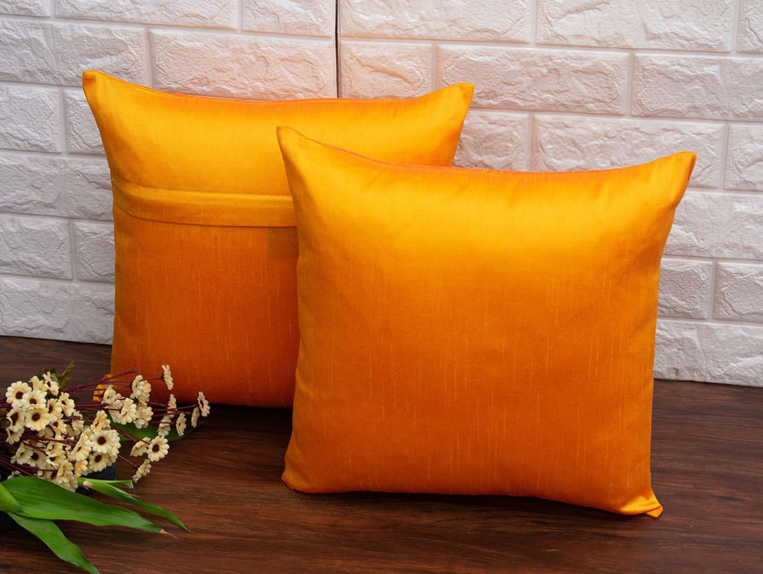 Plain Solid Superlative Rust Yellow Cushion Covers - Image 2