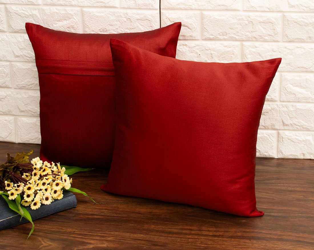 Plain Solid Superlative Maroon Cushion Covers - Image 2