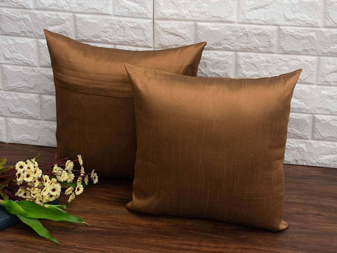 Plain Solid Superlative Light Brown Cushion Covers - Image 2