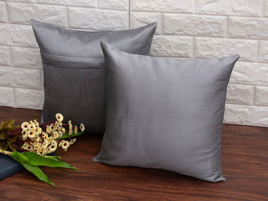 Plain Solid Superlative Grey Cushion Covers - Image 2
