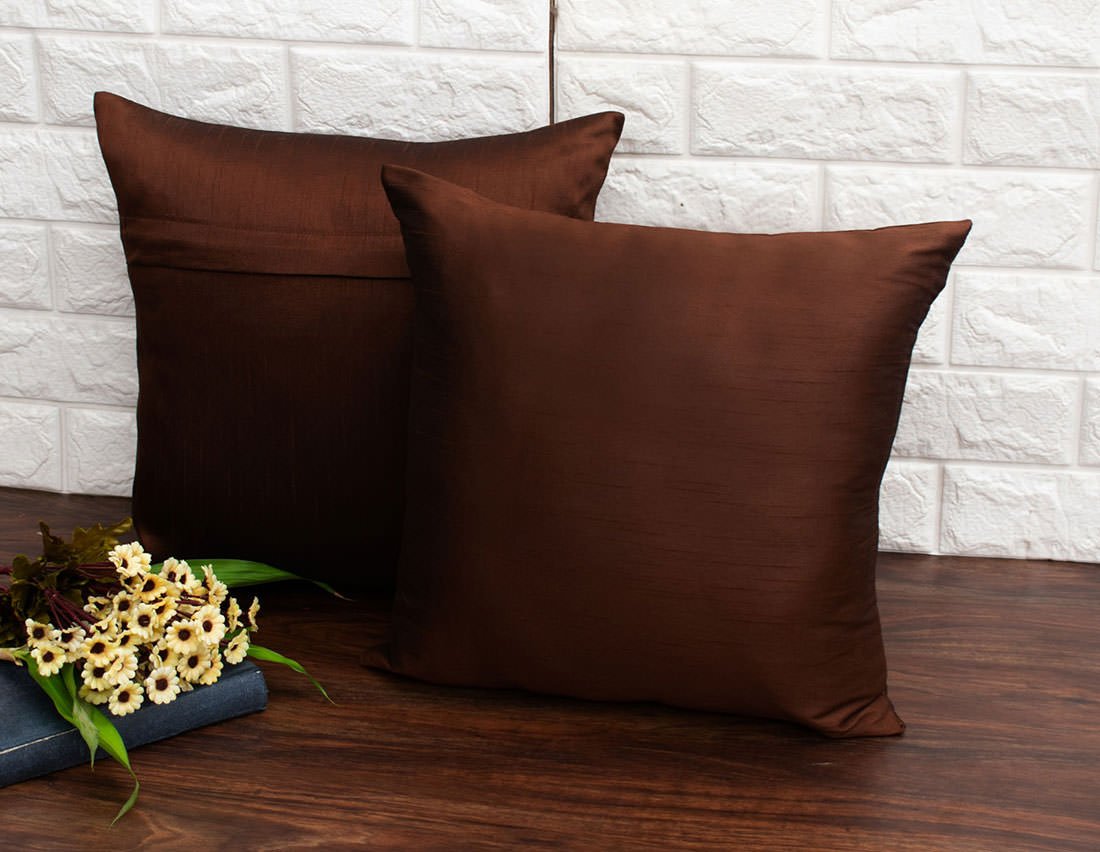 Plain Solid Superlative Dark Brown Cushion Covers - Image 2
