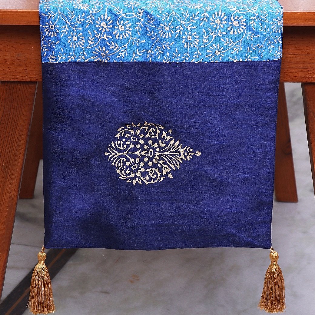 Anjuman Jaal Block Printed Silk Table Runner - Image 2