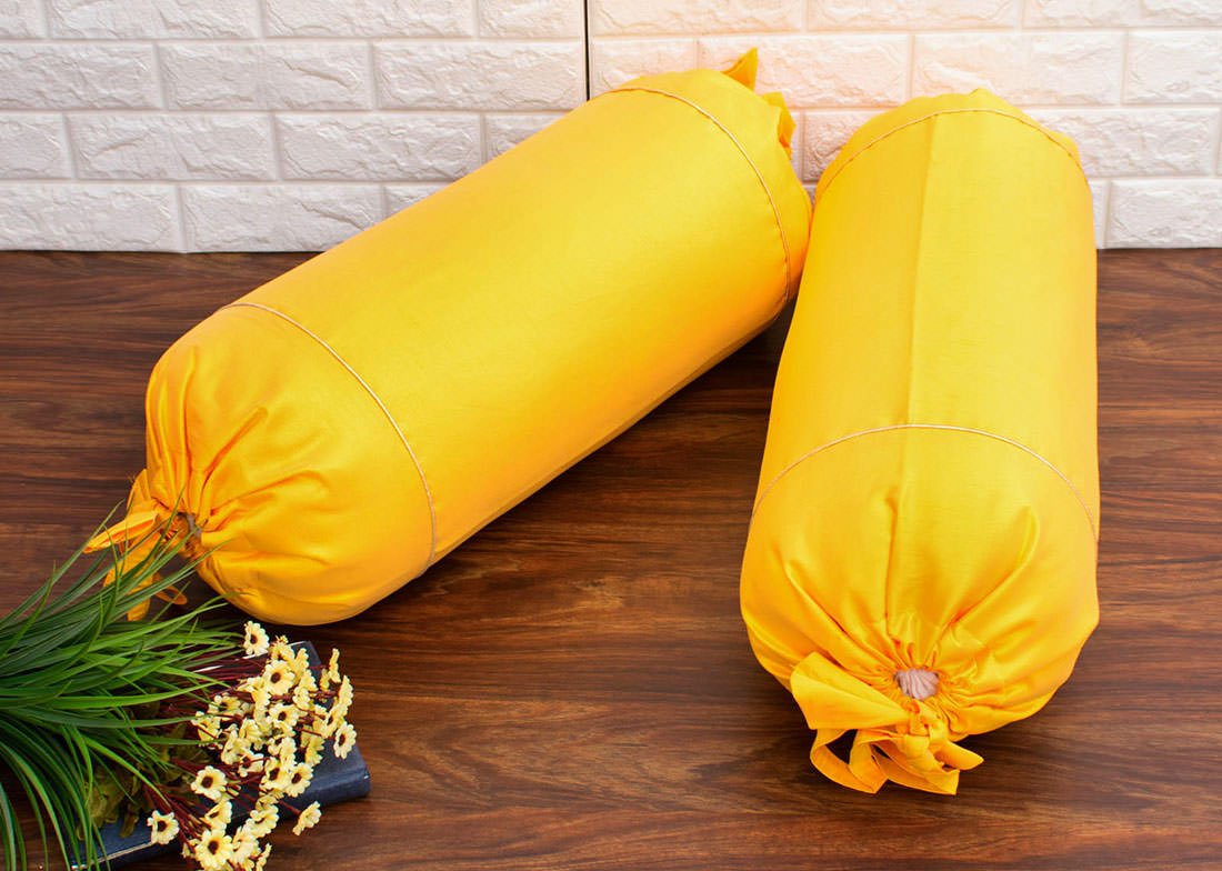 Plain Solid Superlative Sunshine Yellow Bolster Covers - Image 2