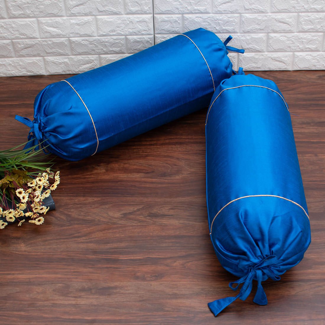 Plain Solid Superlative Teal Blue Bolster Covers - Image 2