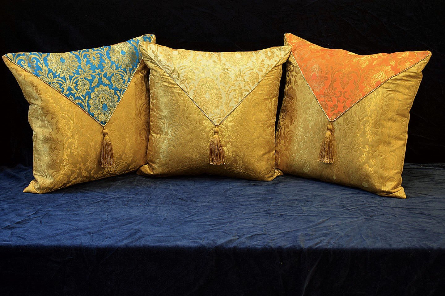 Jashan-E-Mehrang Cushion Covers Combo (Firozi, White, Orange) - Image 3