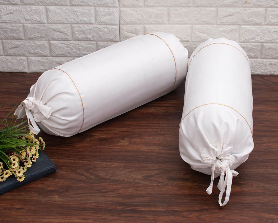 Plain Solid Superlative White Bolster Covers - Image 2