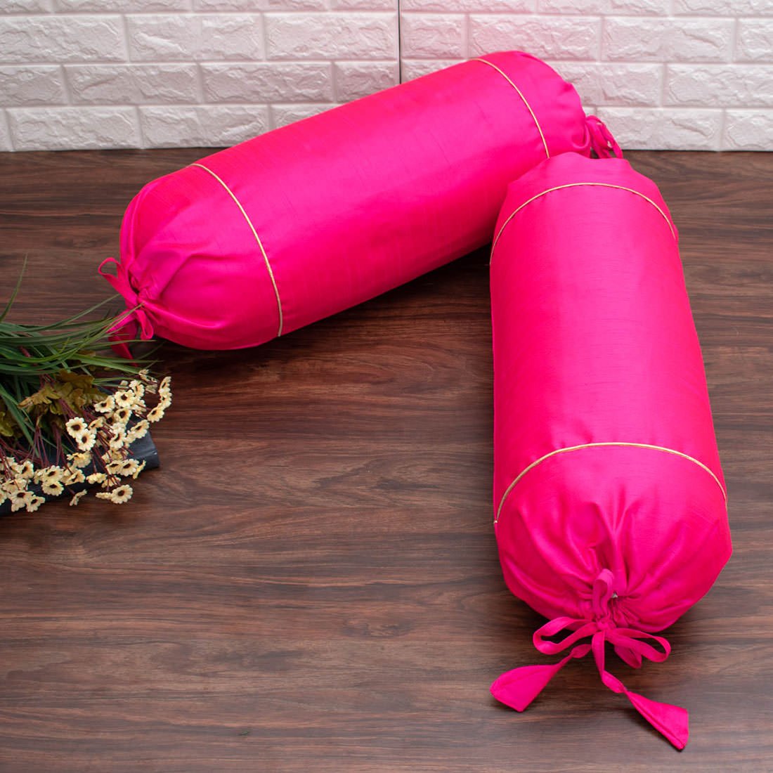 Plain Solid Superlative Magenta Bolster Covers - Image 2