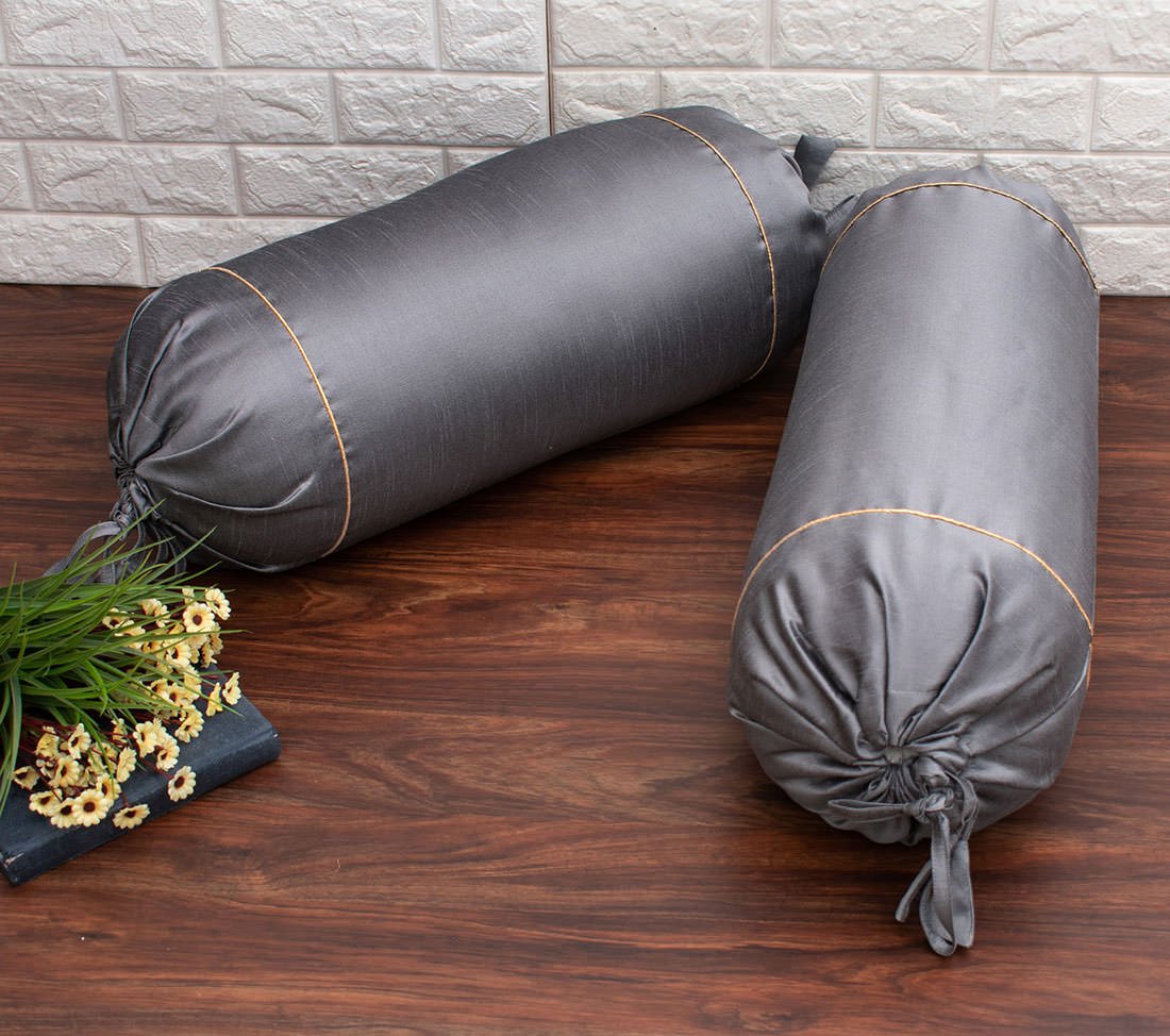 Plain Solid Superlative Grey Bolster Covers - Image 2