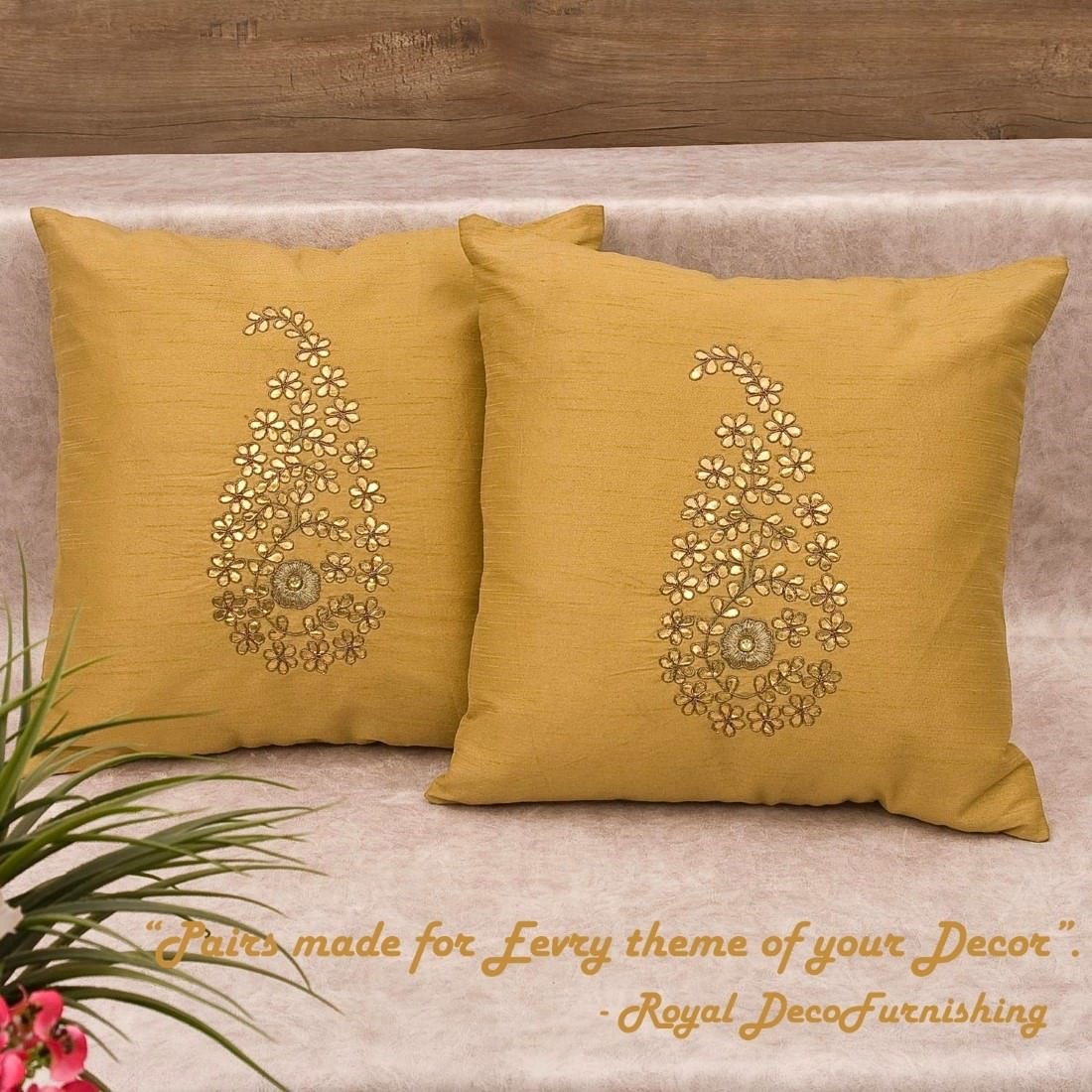 Beige & Golden Paisley Gota Patti Hand Embroidery - Image 2