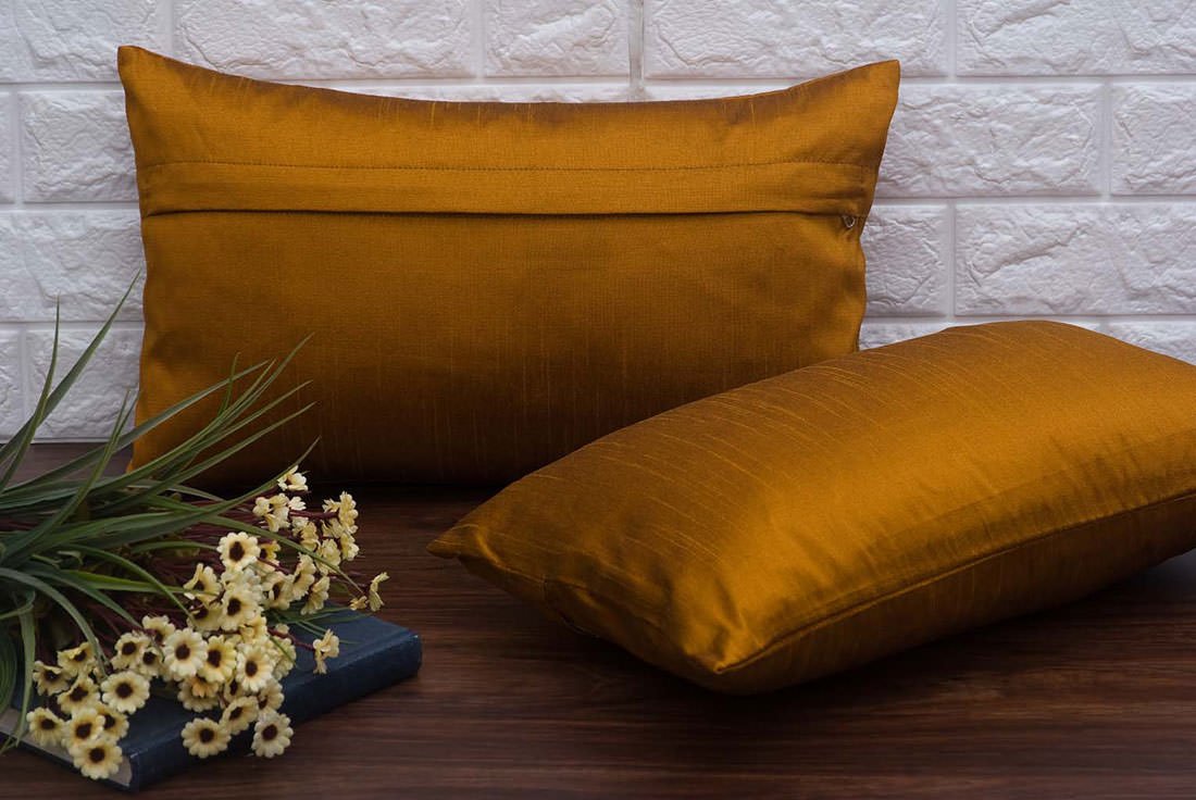 Plain Solid Superlative Rust Rectangular Cushion Covers - Image 2