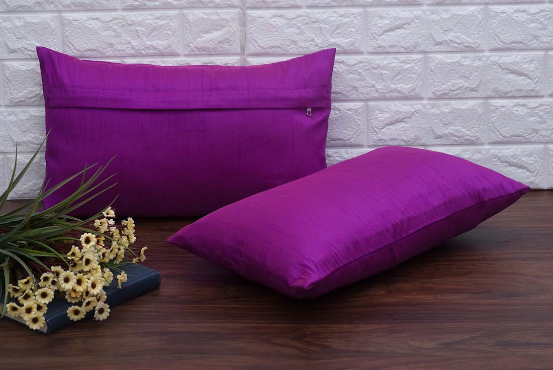 Plain Solid Superlative Purple Rectangular Cushion Covers - Image 2