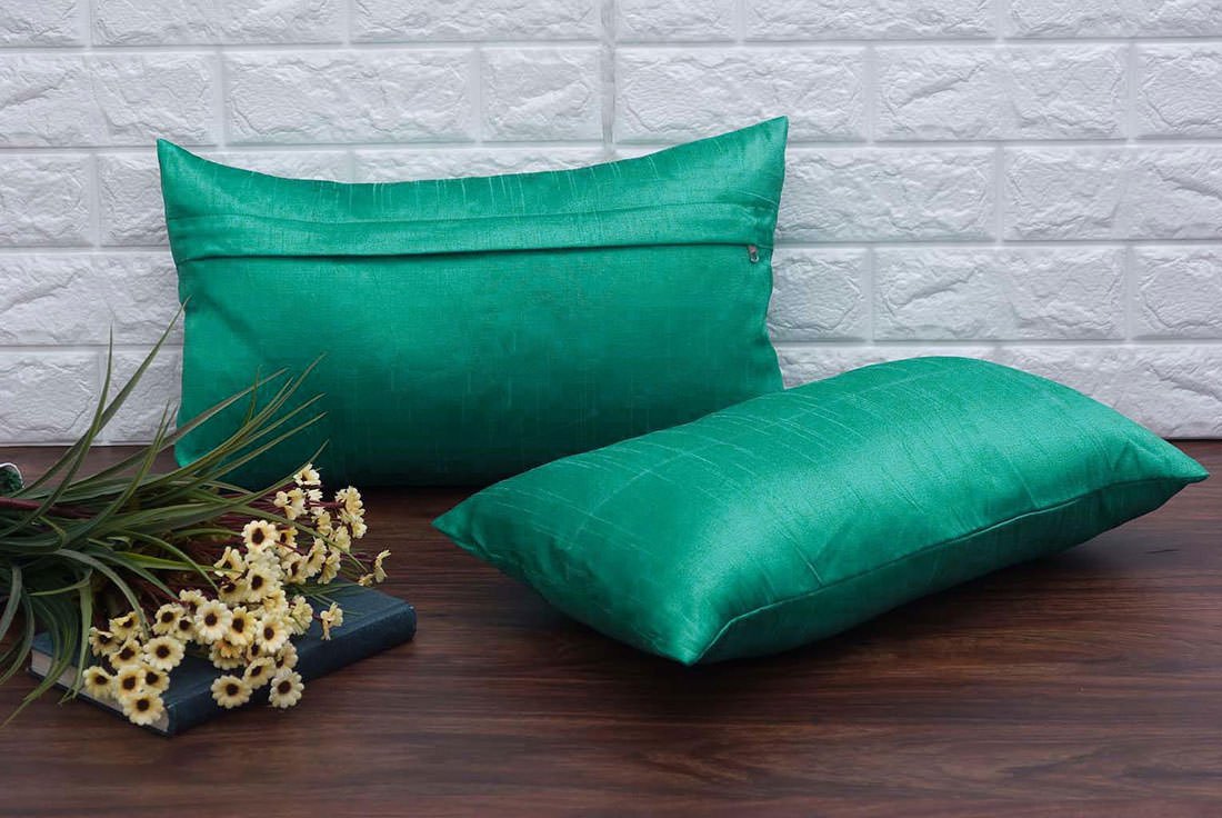 Plain Solid Superlative Mint Green Rectangular Cushion Covers - Image 2