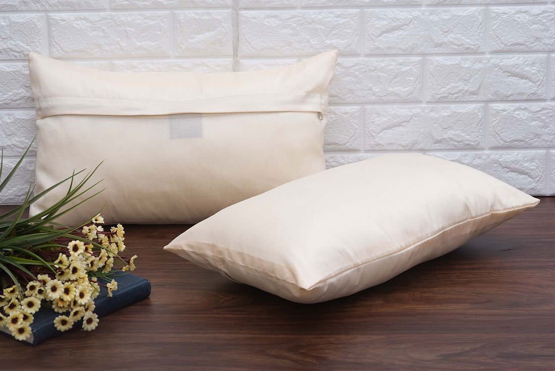 Plain Solid Superlative Ivory Rectangular Cushion Covers - Image 2