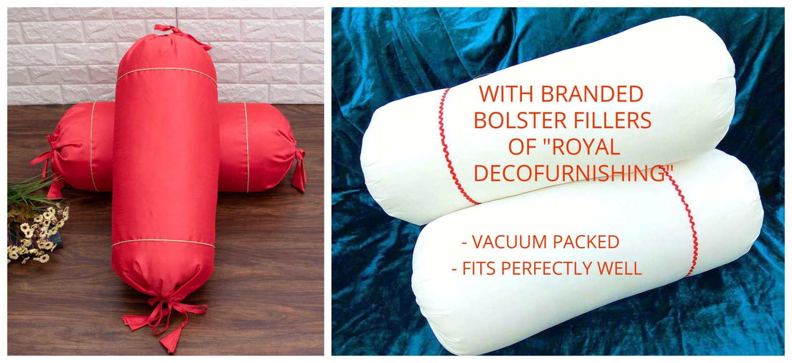 Plain Solid Superlative Coral Bolster Covers - Image 5