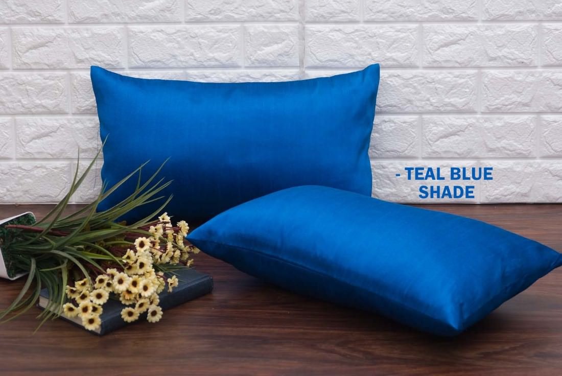 Plain Solid Superlative Teal Blue Rectangular Cushion Covers - Image 5