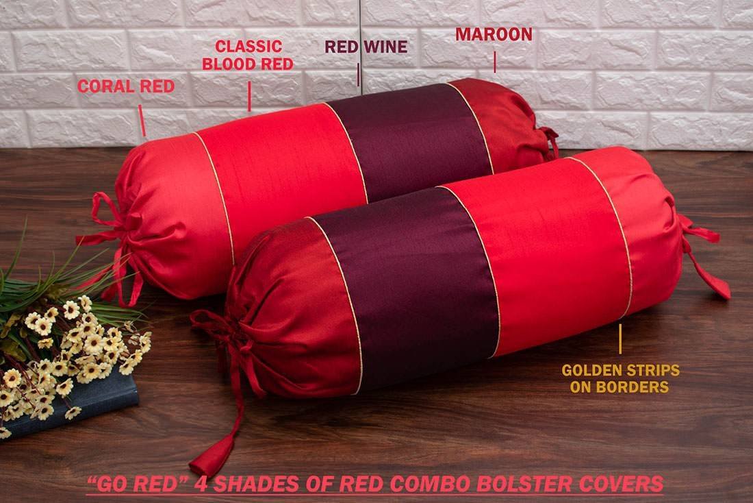 Go Red 4 Shades of Red Designer Bolster Covers - Image 2