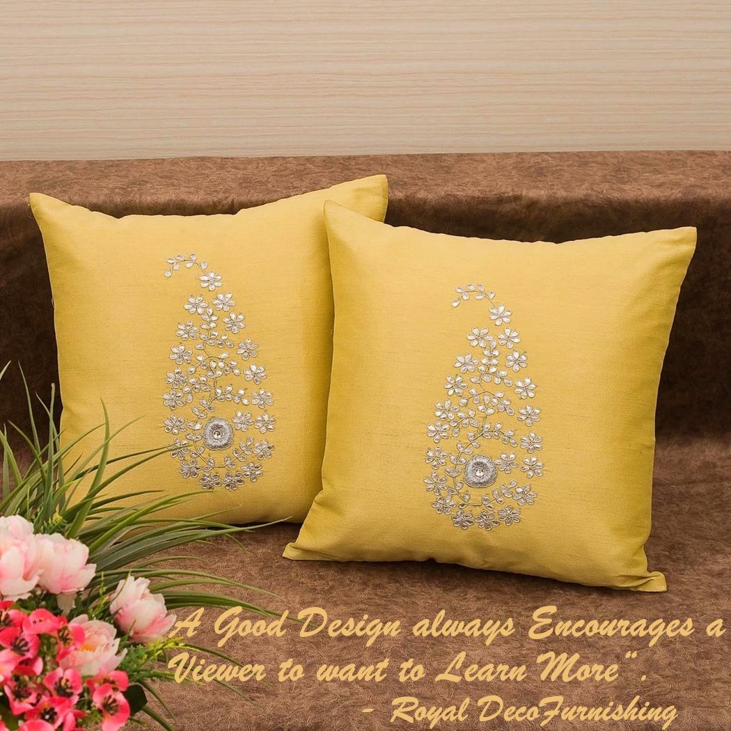 Light Yellow & Silver Paisley Gota Patti Hand Embroidery - Image 7