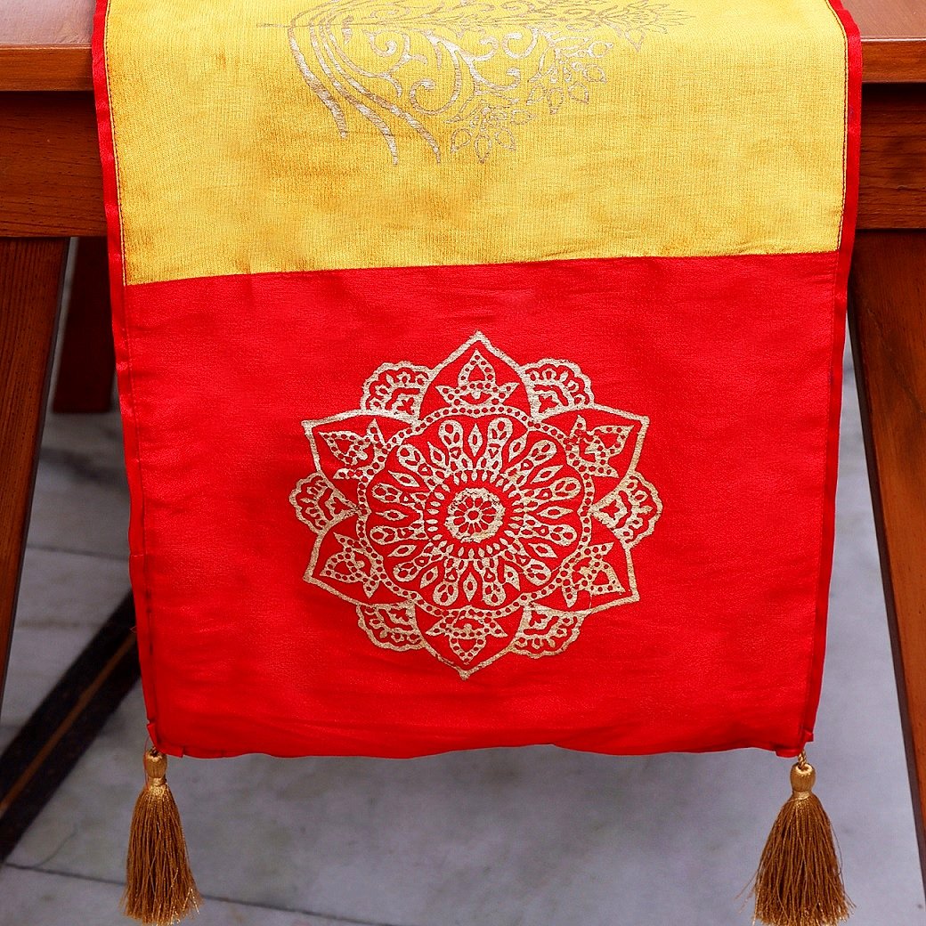 Mandala Butah Block Printed Silk Table Runner - Image 2