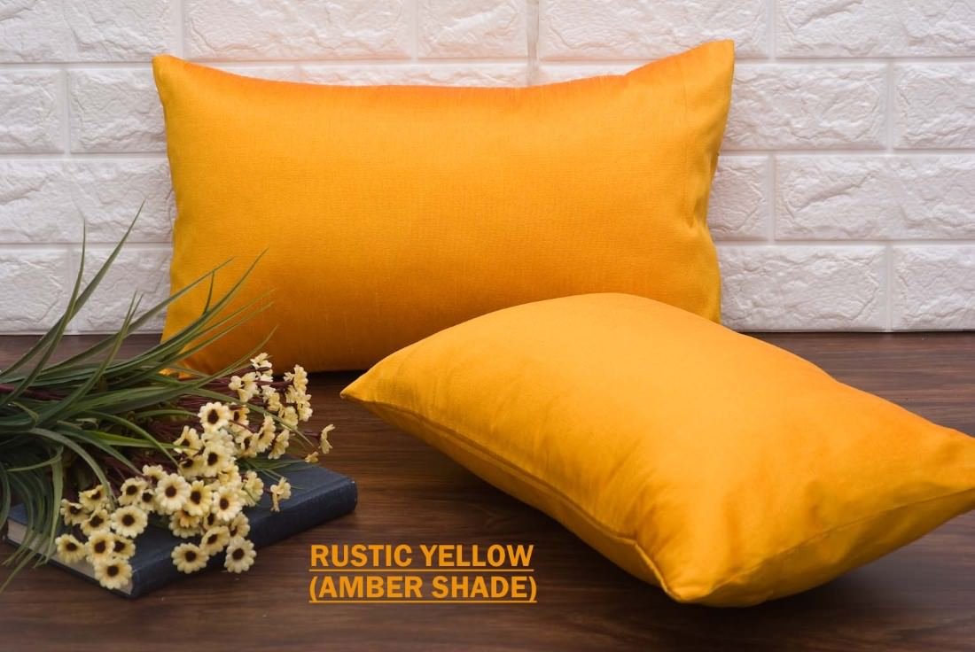 Plain Solid Superlative Rust Yellow Rectangular Cushion Covers - Image 5