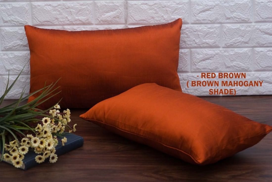 Plain Solid Superlative Red Brown Rectangular Cushion Covers - Image 5