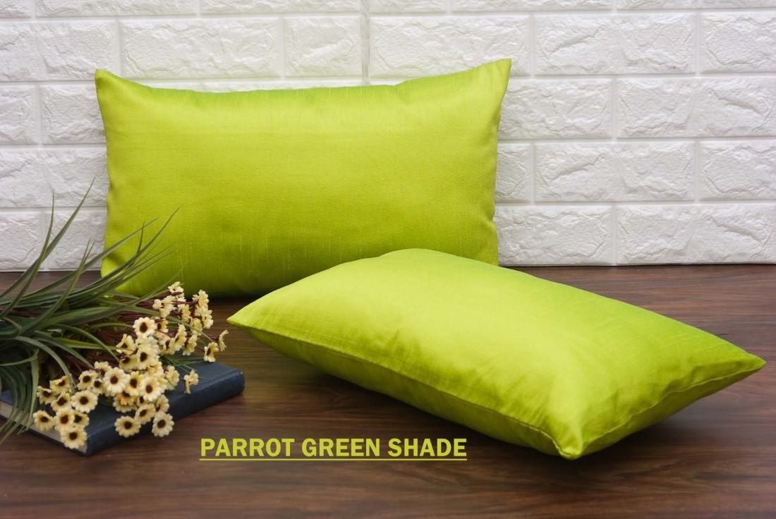 Plain Solid Superlative Parrot Green Rectangular Cushion Covers - Image 5