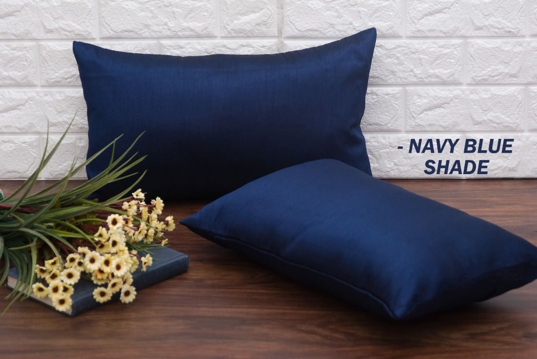 Plain Solid Superlative Navy Blue Rectangular Cushion Covers - Image 5