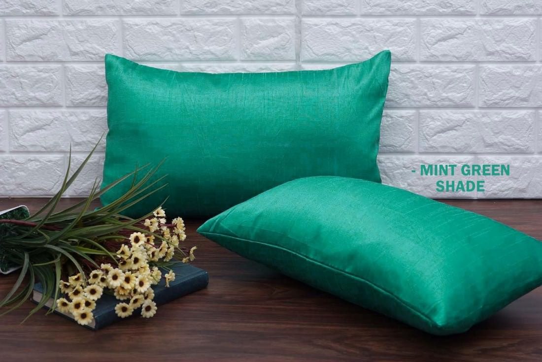 Plain Solid Superlative Mint Green Rectangular Cushion Covers - Image 5