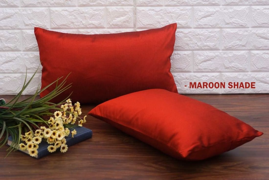 Plain Solid Superlative Maroon Rectangular Cushion Covers - Image 5