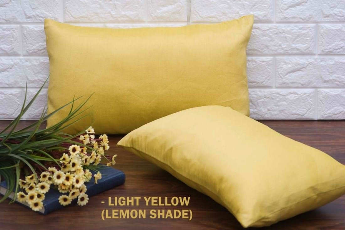 Plain Solid Superlative Light Yellow Rectangular Cushion Covers - Image 5