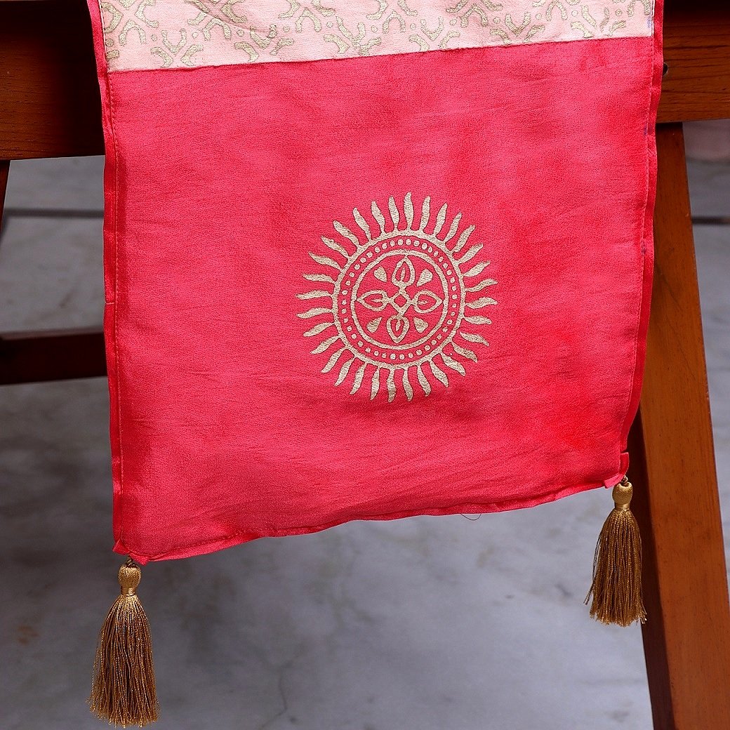 Nakshatra Block Printed Silk Table Runner - Image 2