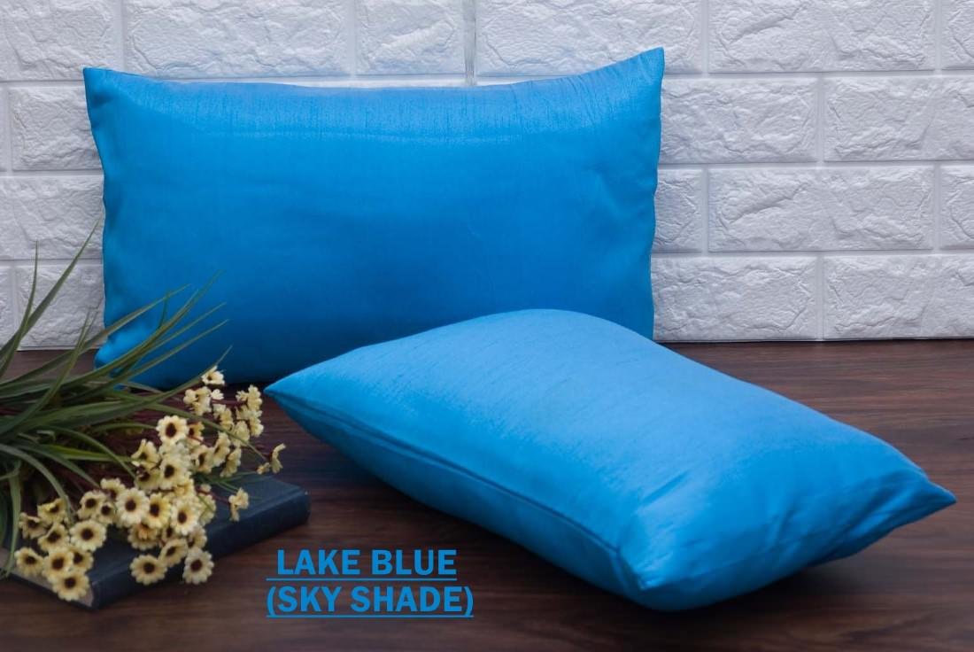 Plain Solid Superlative Sky Blue Rectangular Cushion Covers - Image 5