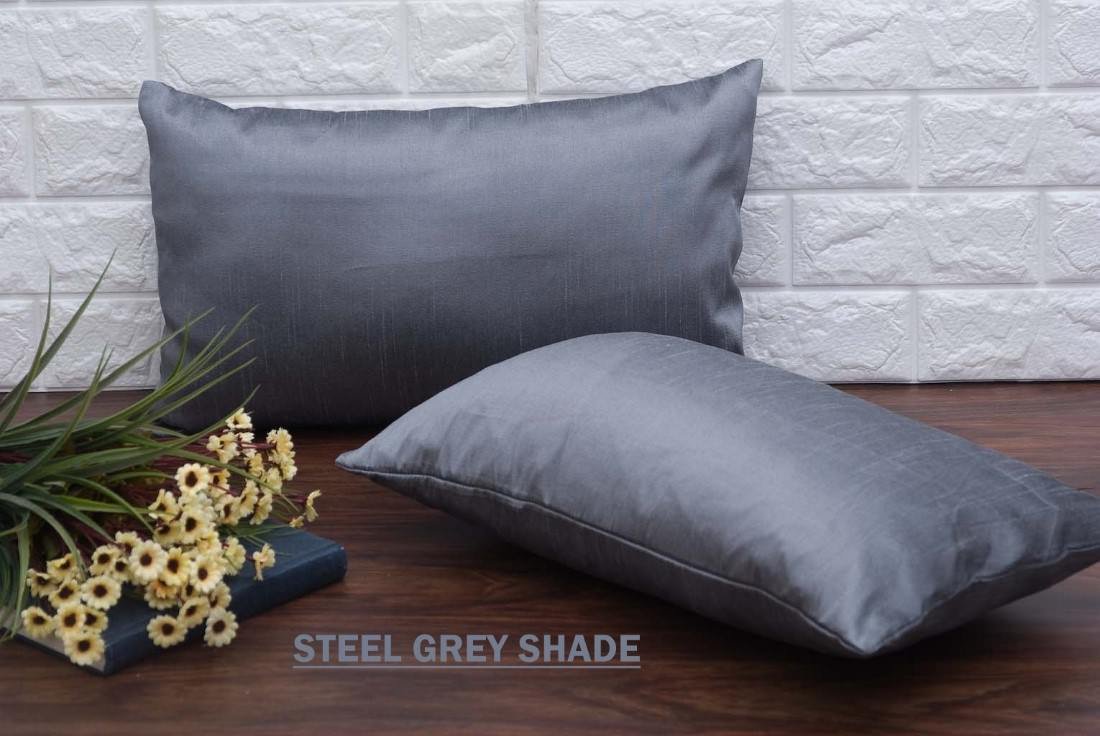 Plain Solid Superlative Grey Rectangular Cushion Covers - Image 5