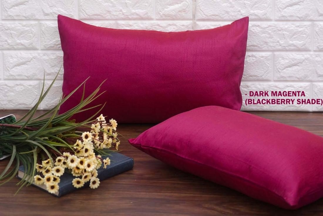 Plain Solid Superlative Dark Magenta Rectangular Cushion Covers - Image 5