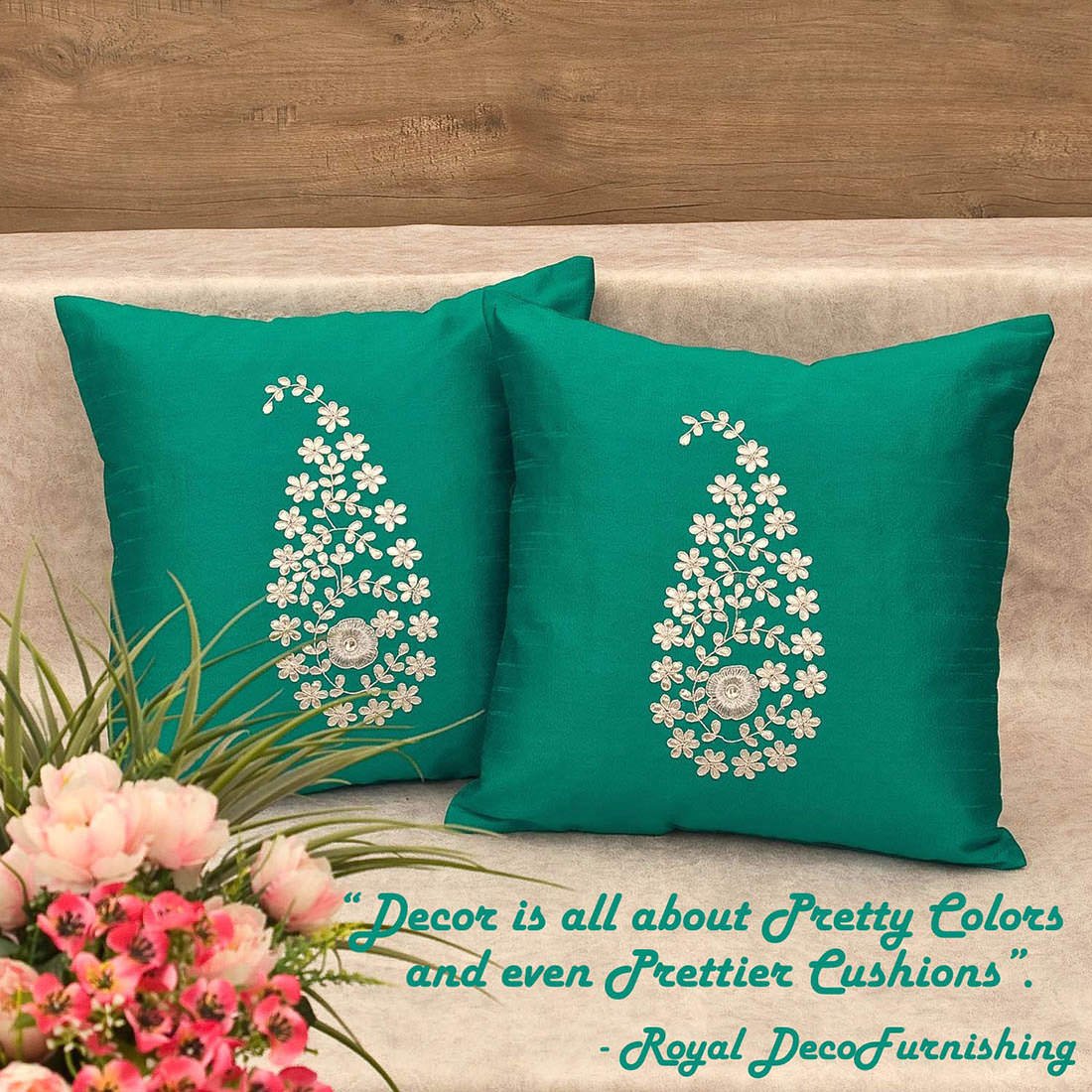 Peacock Green & Silver Paisley Gota Patti Hand Embroidery - Image 6