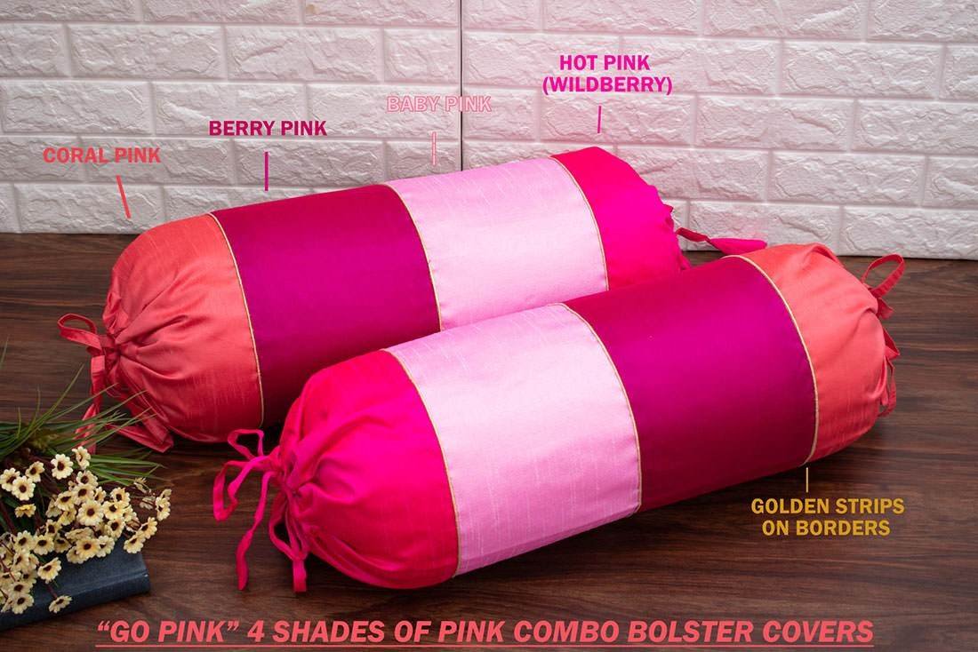 Go Pink 4 Shades of Pink Designer Bolster Cover - Image 2