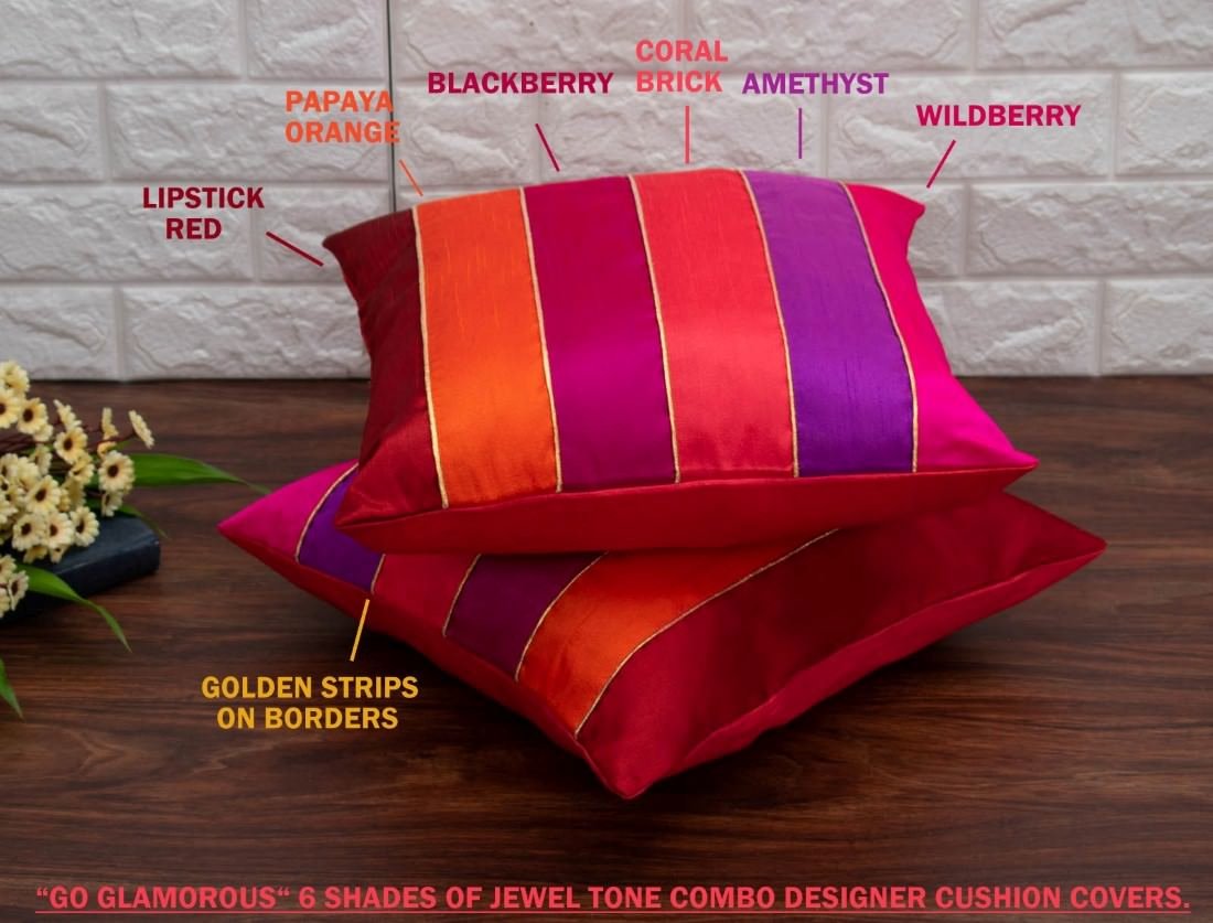 Go Glamorous 6 Shades of Jewel Tone Designer Kattran Cushion Covers - Image 2