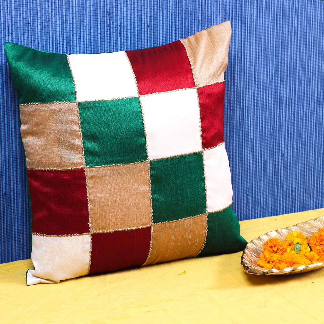 Rangrez Silk 4 Shades of Designer Multicolor Cushion Covers - Image 2