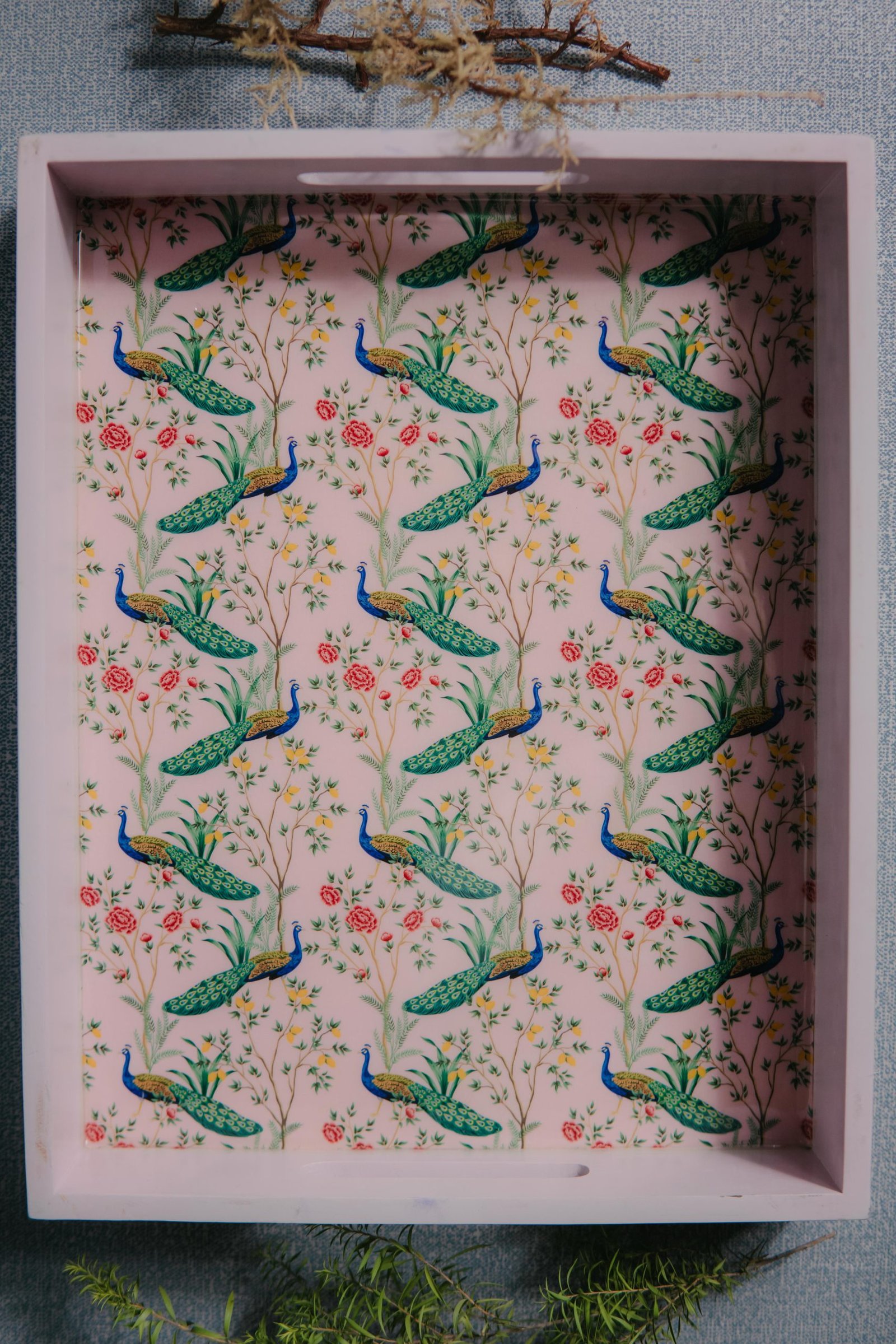 Wooden Artistic Mayur Firdaus Serving Trays (Set of 2) - Image 2