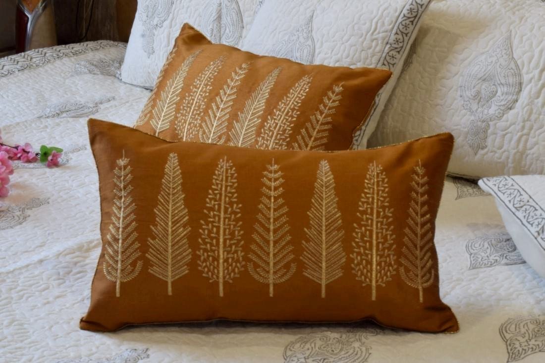 Baag-e-Bahaar Rust Rectangular Cushion Covers - Image 2