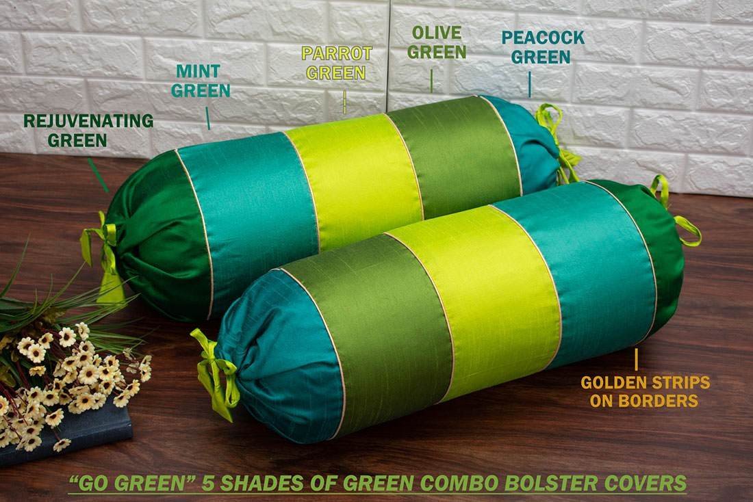 Go Green 5 Shades of Green Designer Bolster Covers - Image 2